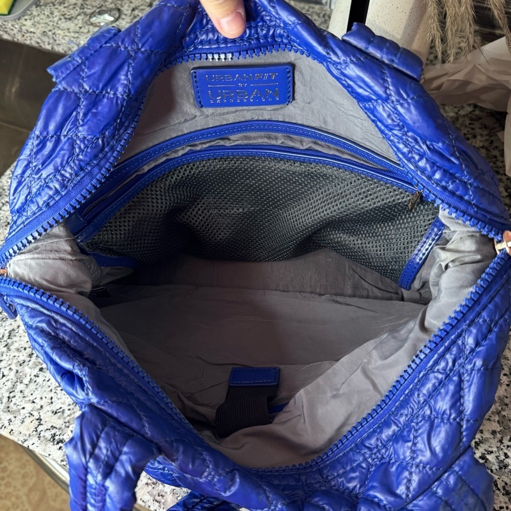 Urban Fit by Urban Expressions | Women's Blue Quilted Nylon Puffer Bag - Picture 8 of 13